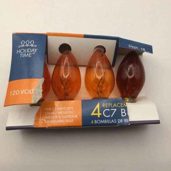 Holiday Time Christmas C7 Green Amber 3 Pack Replacement Light Bulb 120V - Picture 2 of 5